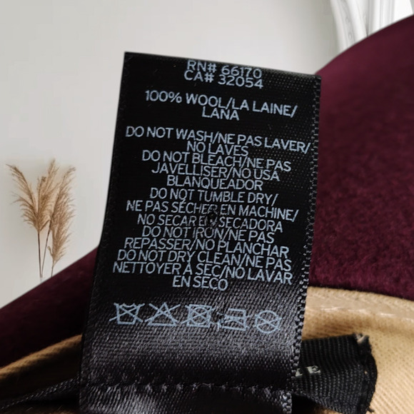 Anthropologie Burgundy Wool Felt Wide Brim Floppy Hat Cottagecore Romantic Boho main image 11